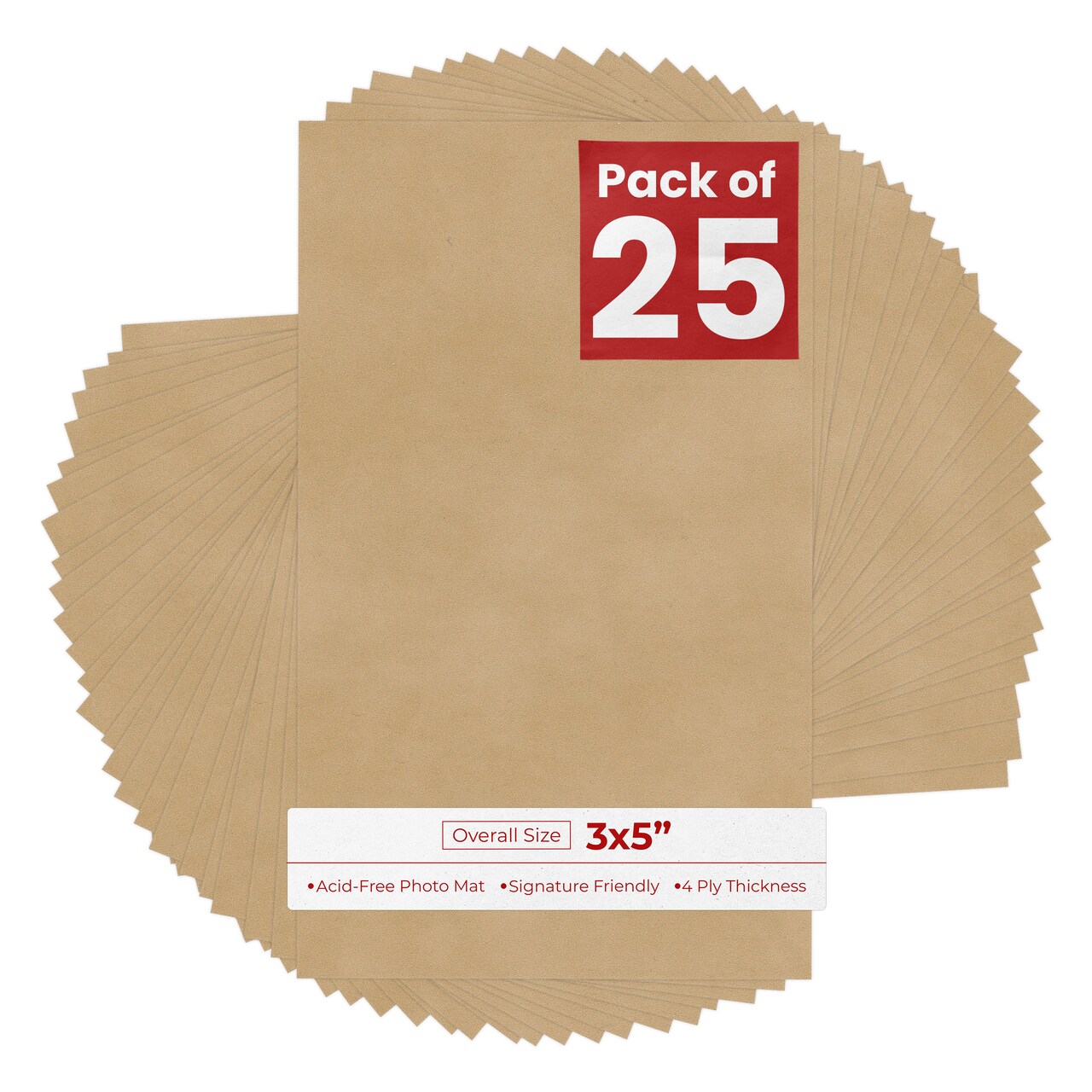 Beige Suede 3x5 Inch Uncut Mat Board - Blank Sheets, No Opening